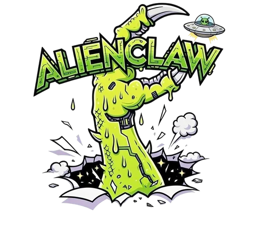 AlienClaw mascot — cartoon alien with slime